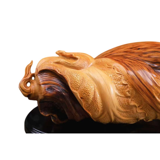 天然木彫り置物「百財・白菜」49cm